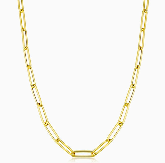 14K GOLD PAPERCLIP CHAIN MEDIUM SIZE